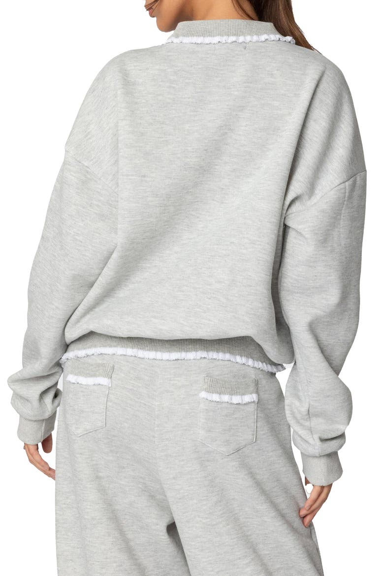 Ashtin Ruffle Trim Sweatshirt, Alternate, color, GRAY-MELANGE