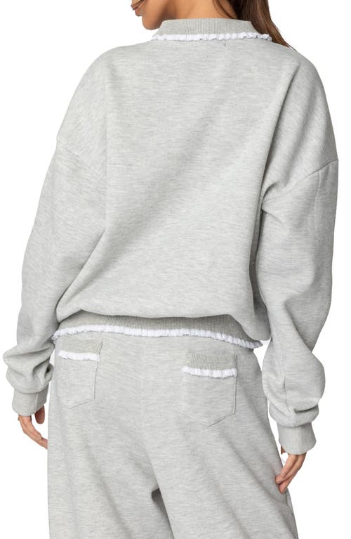Shop Edikted Ashtin Ruffle Trim Sweatshirt In Gray-melange