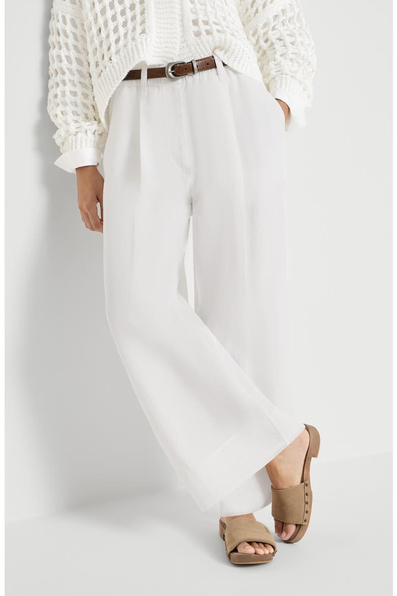 Boxy pleated trousers, Alternate, color, White