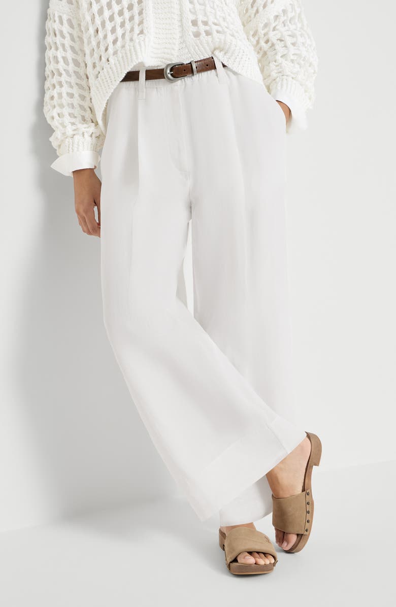 Brunello Cucinelli Boxy pleated trousers, Alternate, color, White