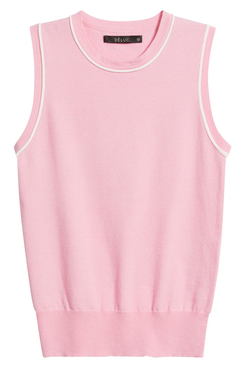 Contrast Piping Crop Tank, Alternate, color, PINK WITH ECRU DETAILS