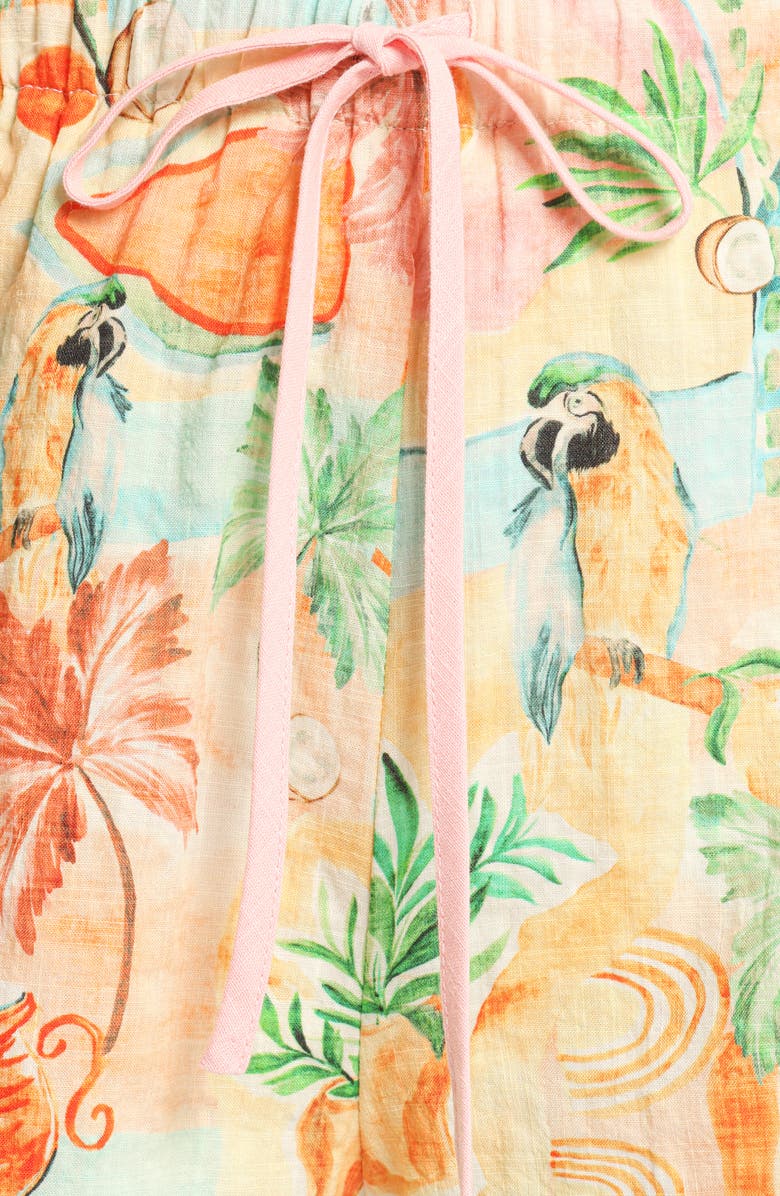 Petal & Pup Caspian Island Print Pull-On Shorts, Alternate, color, Golden Palm