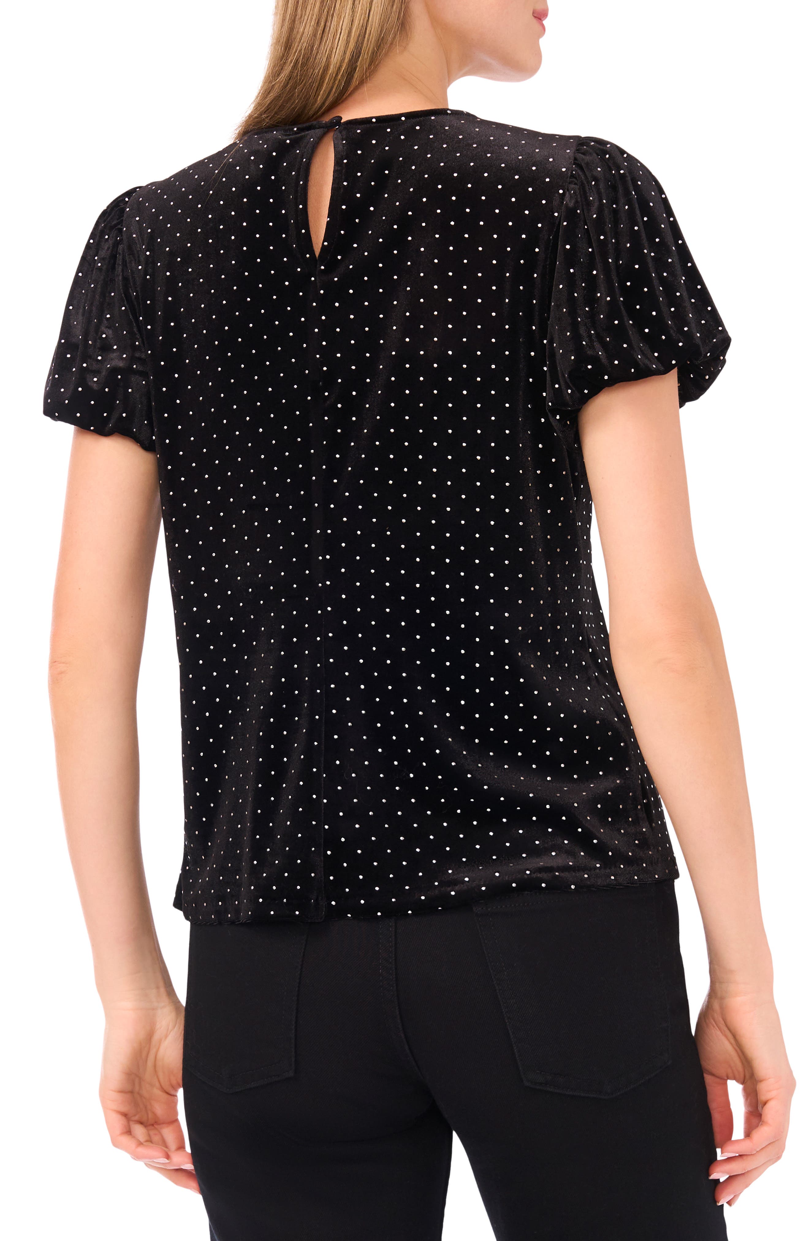Studded Bubble Sleeve Velvet Top - image 2