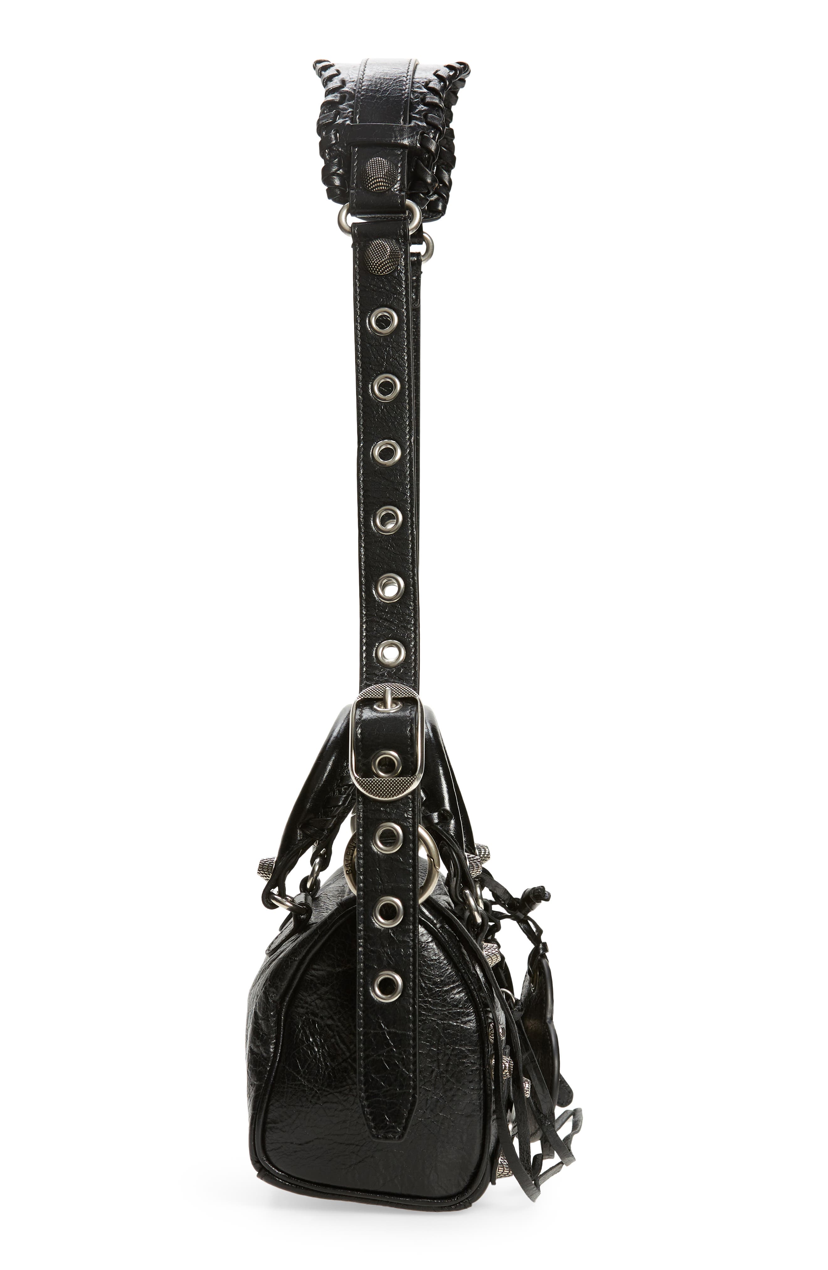 Balenciaga Mini Le Cagole Leather Shoulder Bag, Alternate, color, 