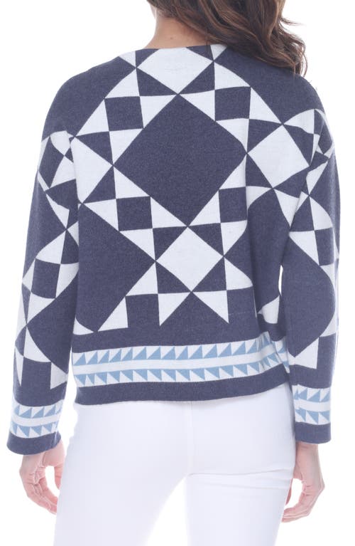 Rain And Rose Geometric Pattern Sweater In Blue