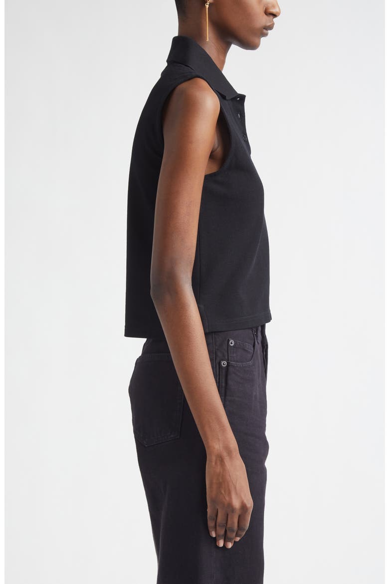 Cassandre Embroidered Sleeveless Cotton Piqué Polo, Alternate, color, NOIR