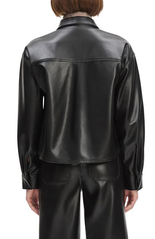 Favorite Daughter The Crop Oversize Faux Leather Shirt In Black