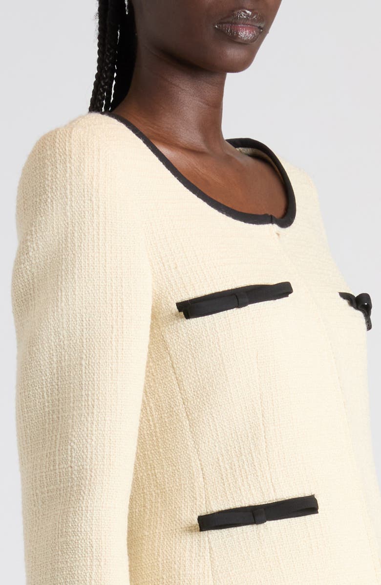 Valentino Bow Detail Virgin Wool Blend Tweed Jacket, Alternate, color, Beige/ Black