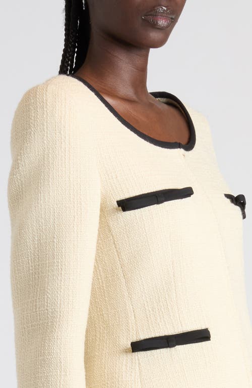 Valentino Bow Detail Virgin Wool Blend Tweed Jacket In Multi