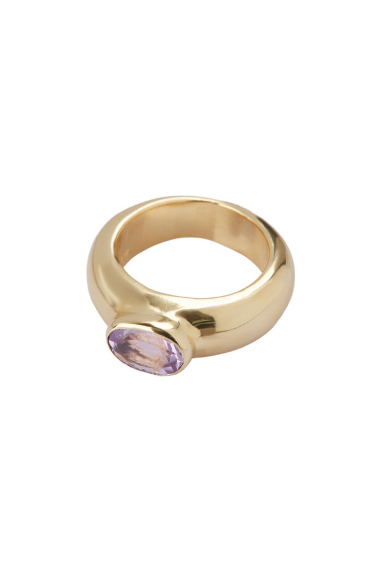 Oval Stone Chunky Ring, Main, color, GOLD /AMETHYST
