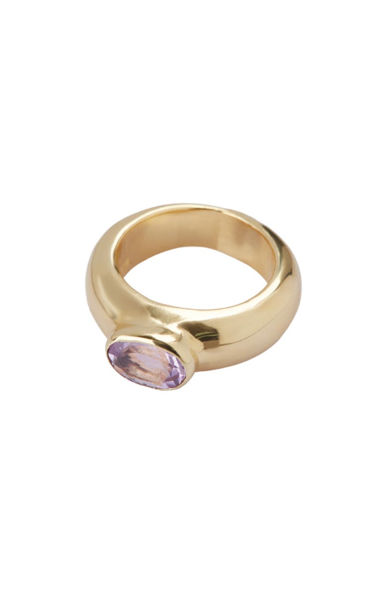 Argento Vivo Sterling Silver Oval Stone Chunky Ring, Main, color, Gold /Amethyst