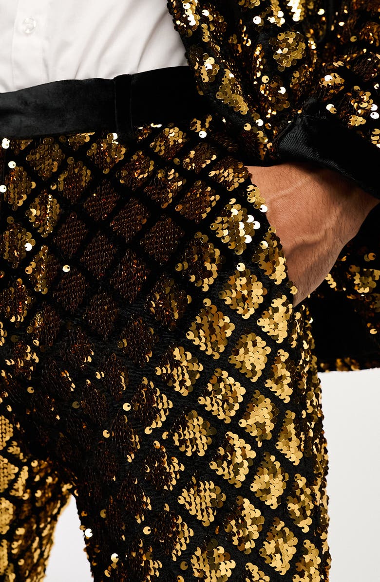 ASOS DESIGN Skinny Fit Sequin Suit Trousers, Alternate, color, 