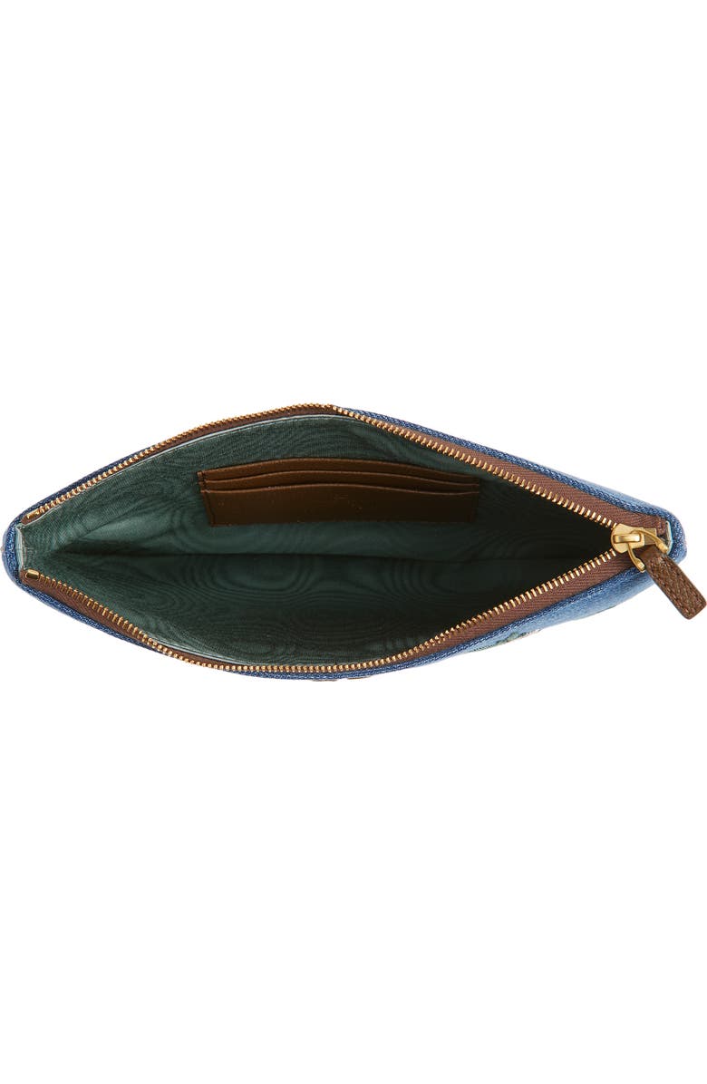 Valentino Garavani Medium VLOGO Embroidered Denim Pouch, Alternate, color, Blue Multi