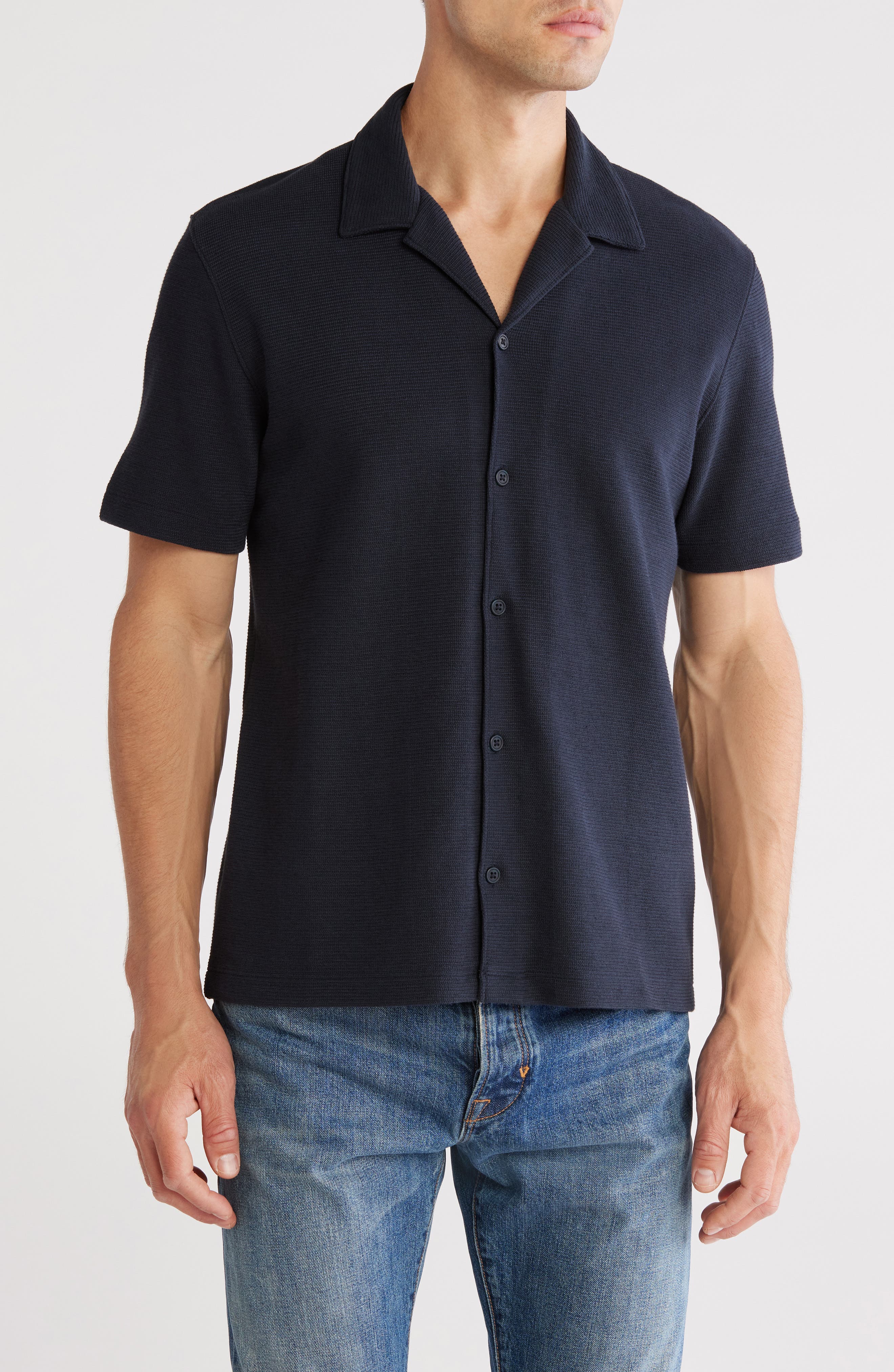 Boucle Short Sleeve Button-Up Shirt - image 3