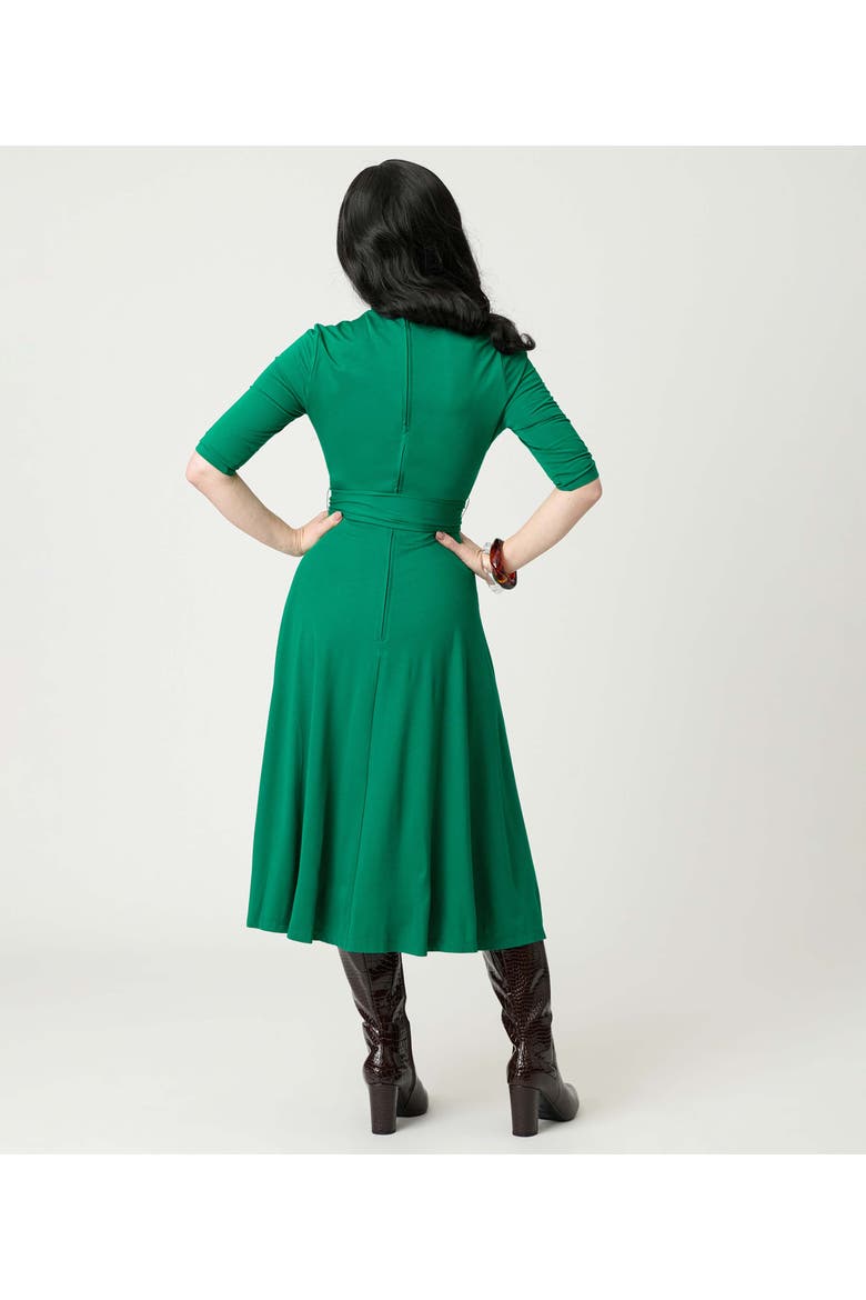 1950s Turtleneck Midi Dress, Alternate, color, Green Solid