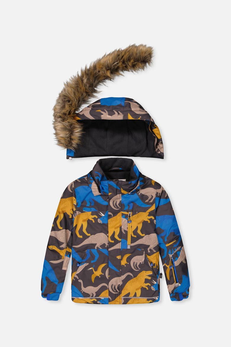 Play Cordura Reinforced Expandable Two Piece Snowsuit, Alternate, color, Grey and Blue Dinosaur Print