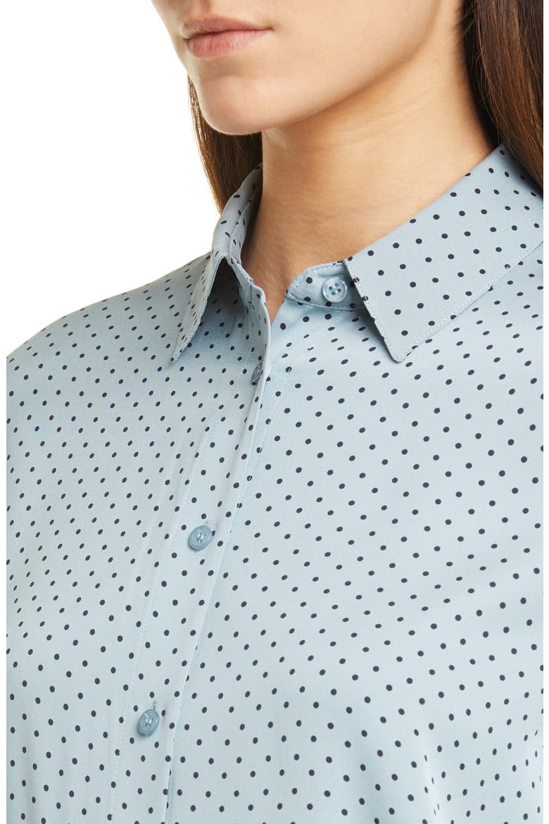 Long Sleeve Stretch Silk Button-Up Shirt, Alternate, color, BLUE ARONA MAGALI DOT