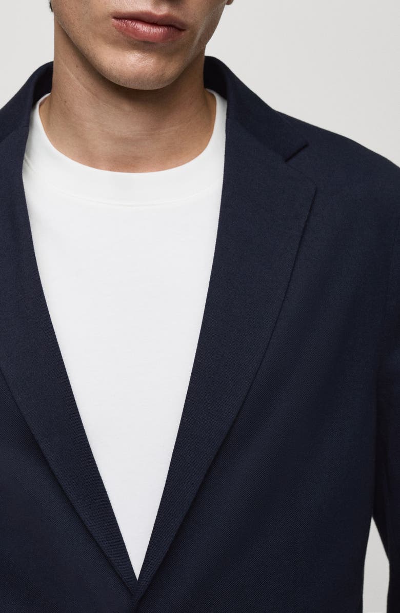 MANGO Slim Fit Textured Cotton Blend Sport Coat, Alternate, color, Dark Navy