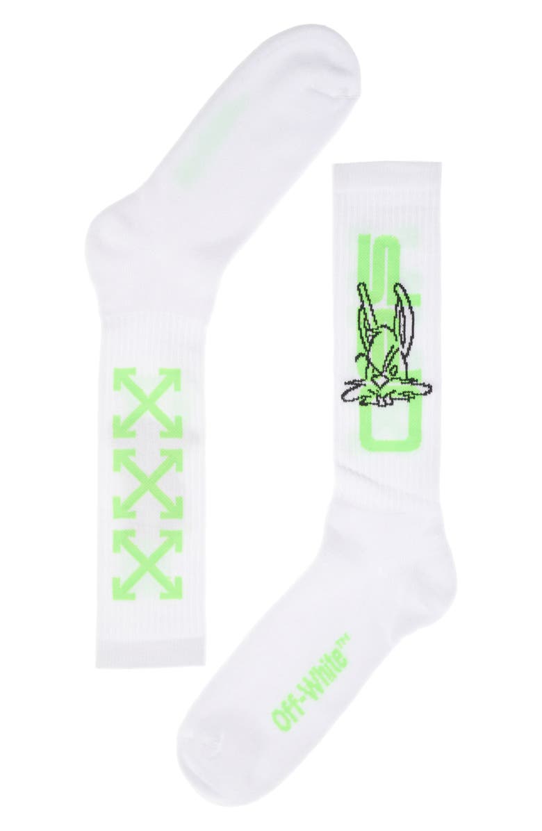 Off-White Harry the Bunny Graphic Socks, Main, color, White Brillant