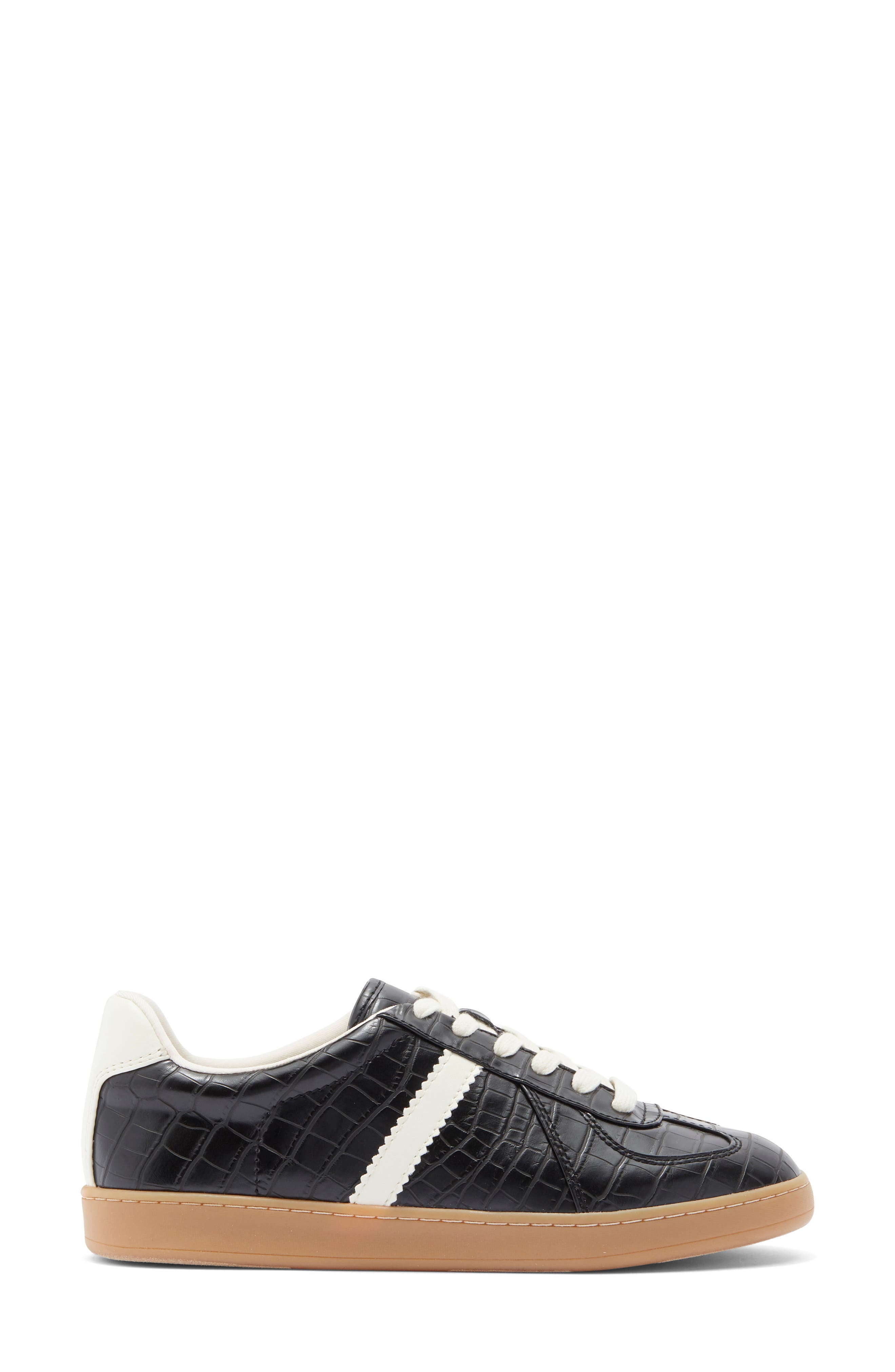 NORDSTROM RACK Philly Embossed Lace-Up Sneaker, Alternate, color, Black Croco
