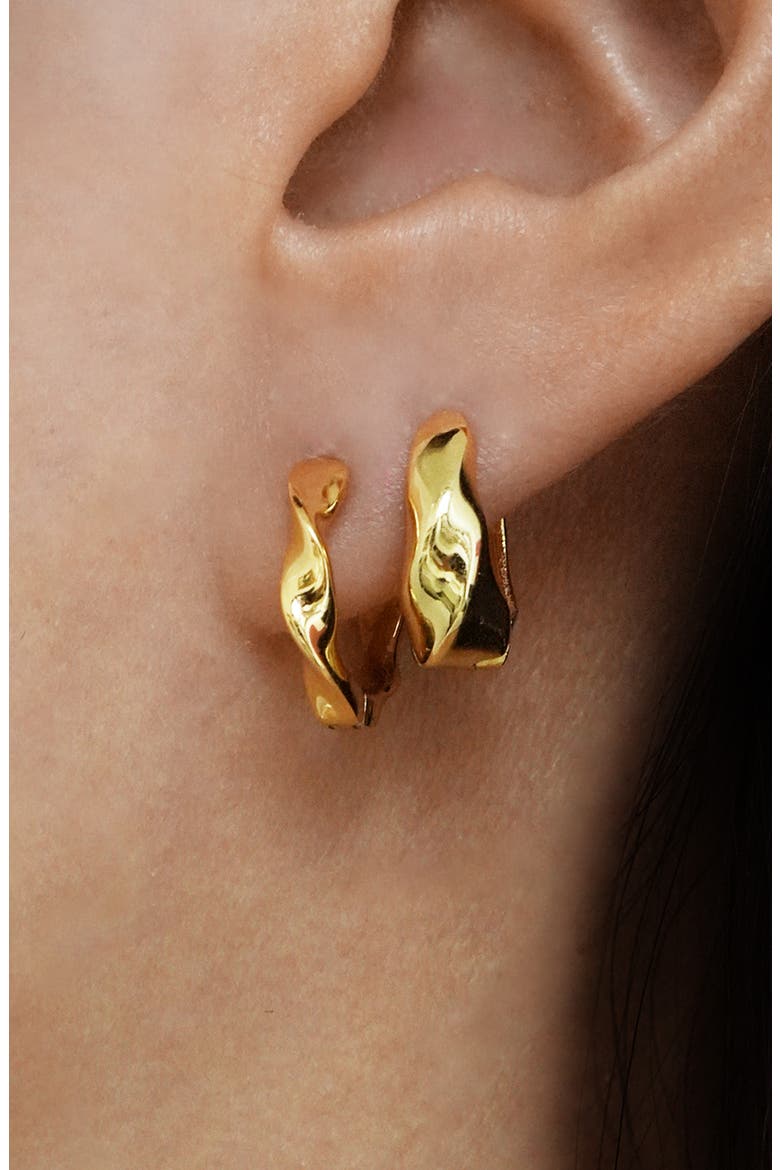 Set of 2 Twisted Hoop Earrings, Alternate, color, GOLD