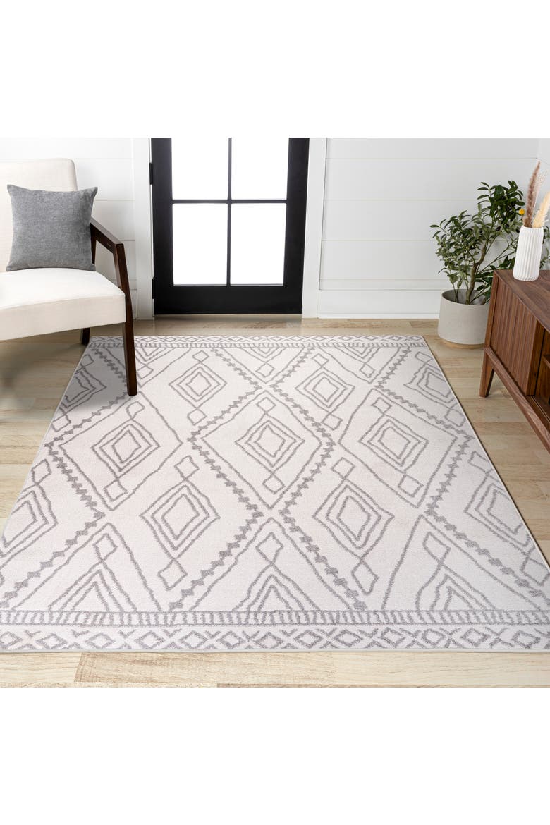 Rih Moroccan Style Diamond Area Rug, Alternate, color, Ivory/Gray