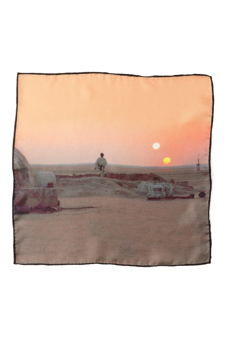 Binary Sunset Silk Pocket Square, Alternate, color, ORANGE MULTI