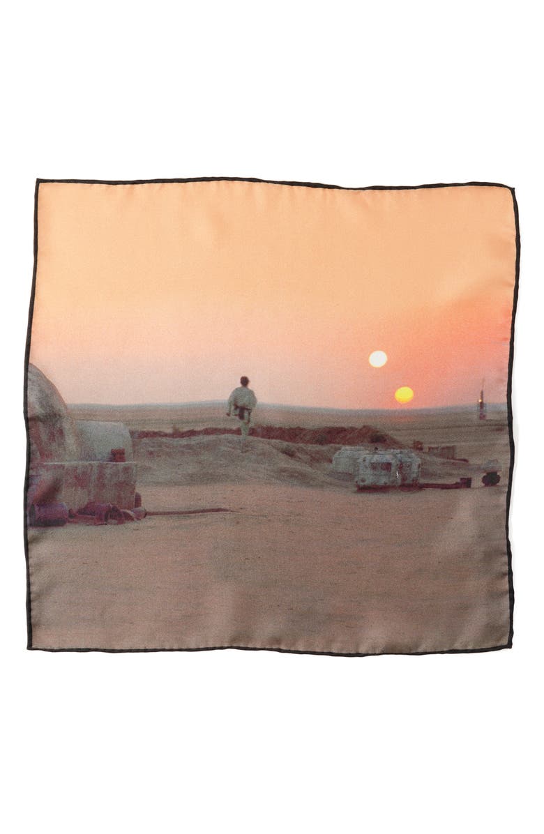 Cufflinks, Inc. Binary Sunset Silk Pocket Square, Alternate, color, Orange Multi