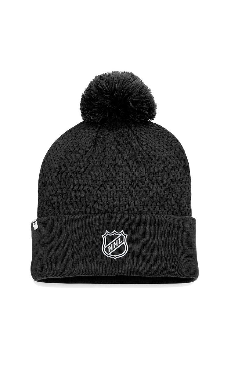 FANATICS Women's Fanatics Branded Black Philadelphia Flyers Authentic Pro Road Cuffed Knit Hat with Pom, Alternate, color, Black