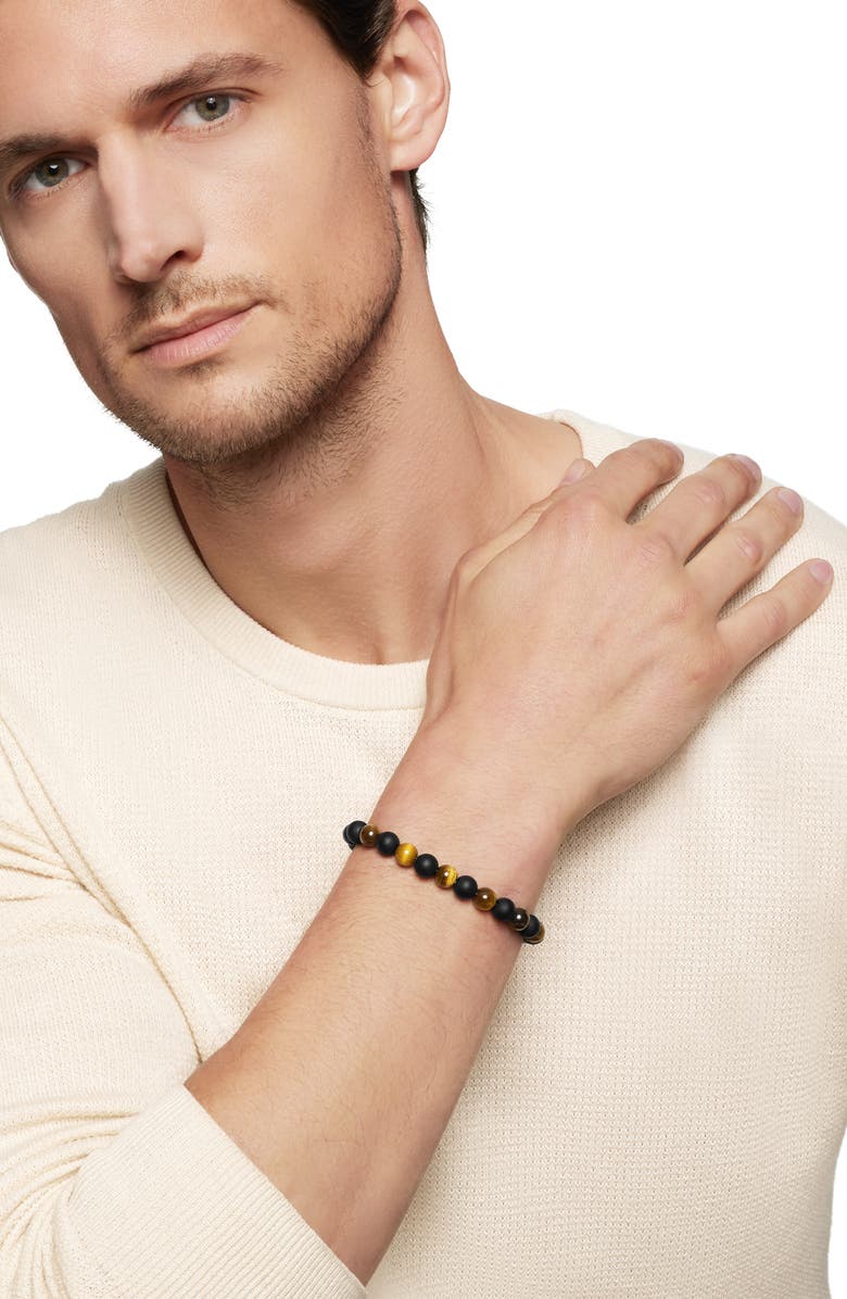 David Yurman Spiritual Beads Bracelet with Black Onyx and Tigers Eye, Alternate, color, Tigers Eye