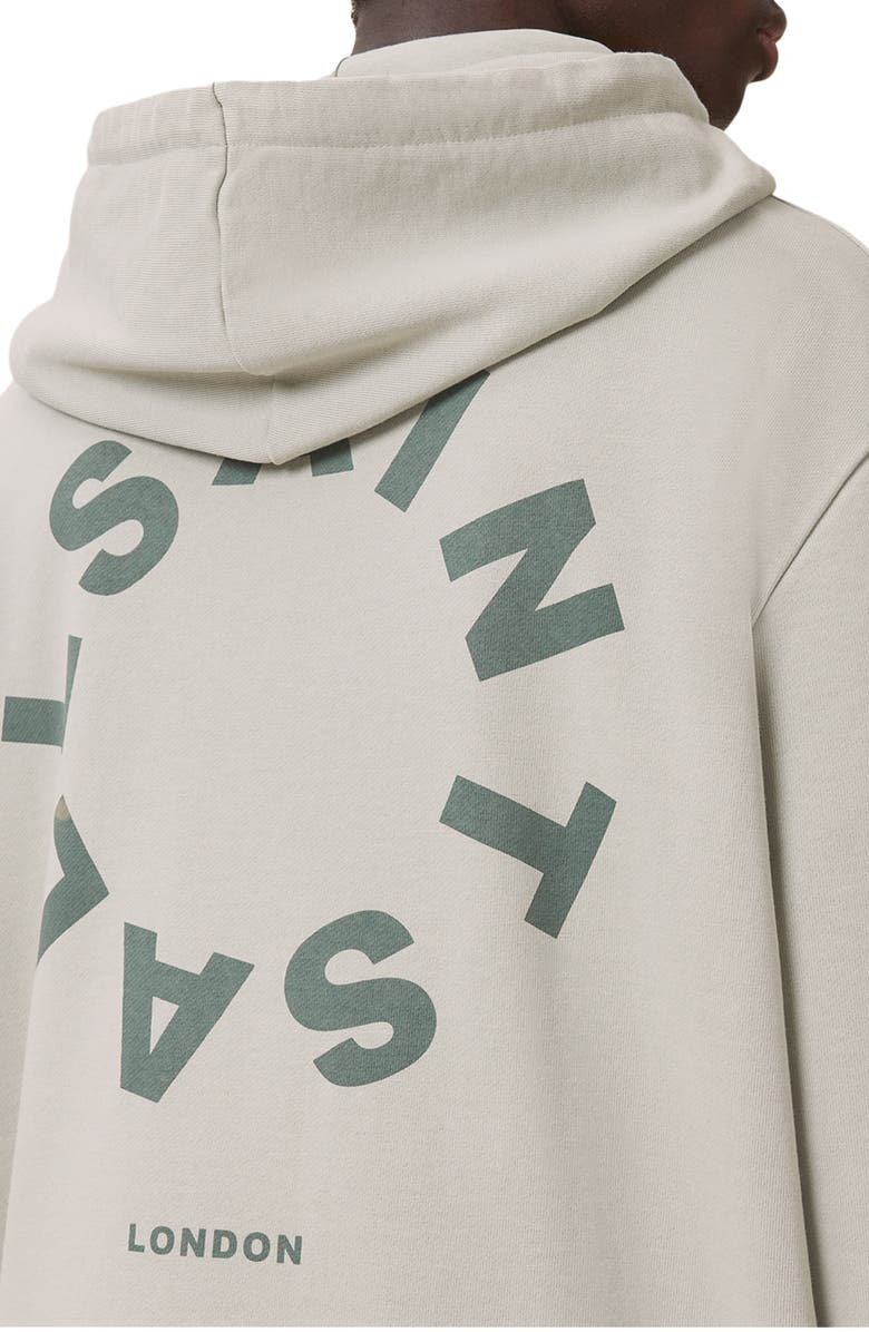AllSaints Tierra Logo Graphic Hoodie, Alternate, color, Slate Green