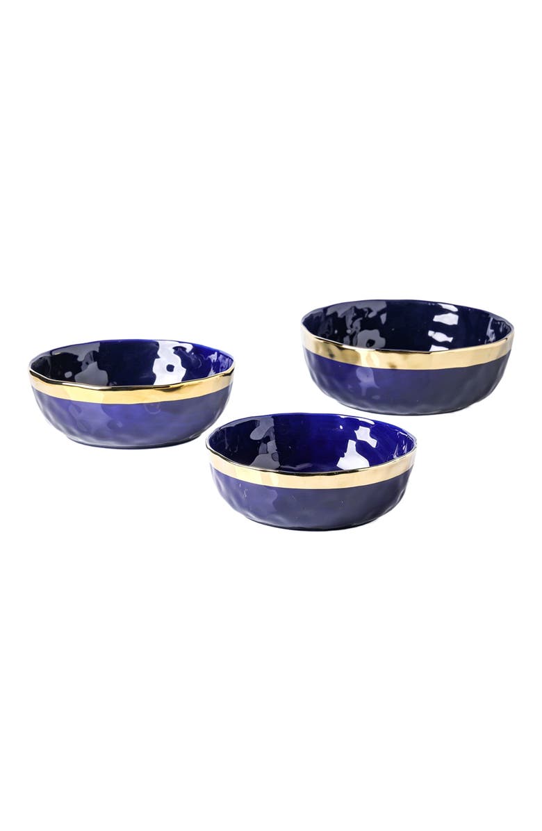 Stone Lain Florian Porcelain 3-Piece Serving Bowl Set, Main, color, Blue