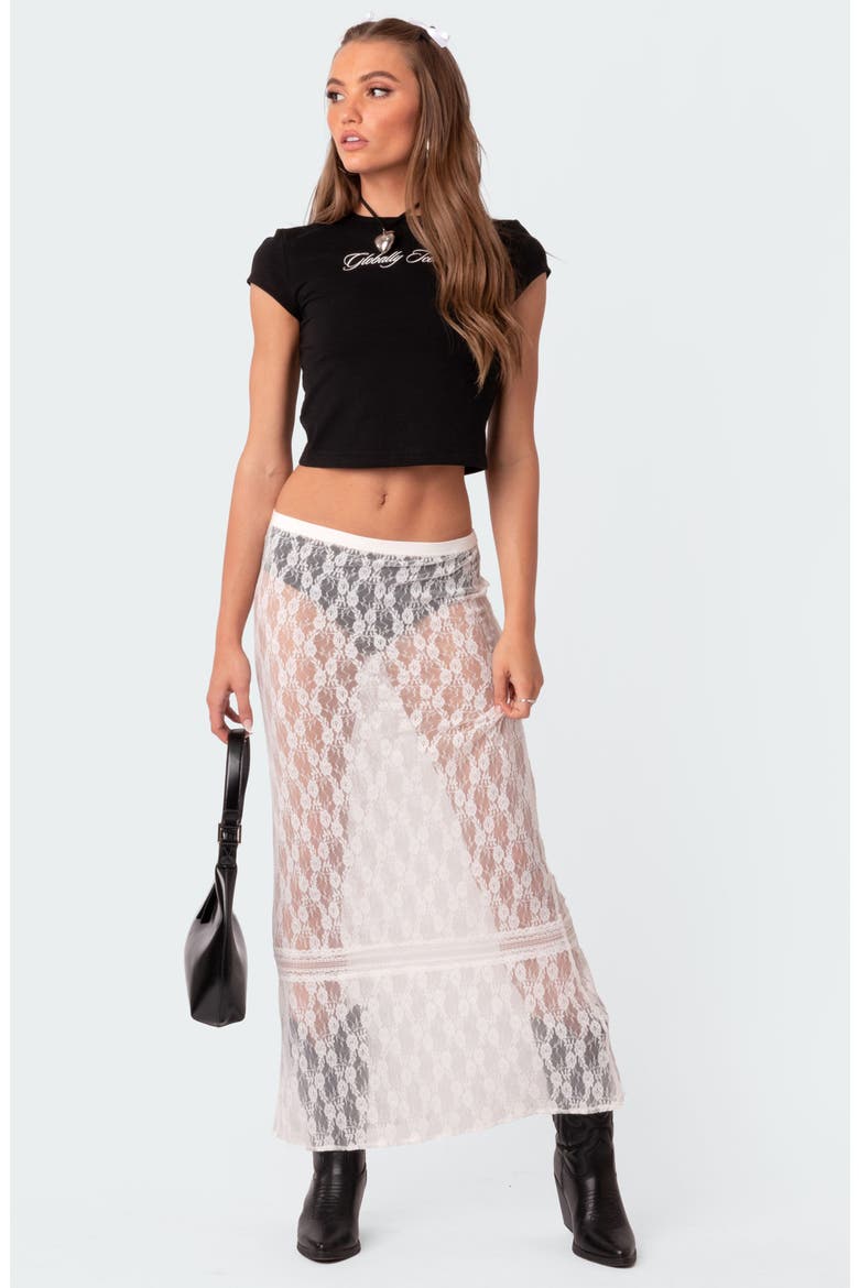 Sandra Sheer Lace Maxi Skirt, Alternate, color, WHITE