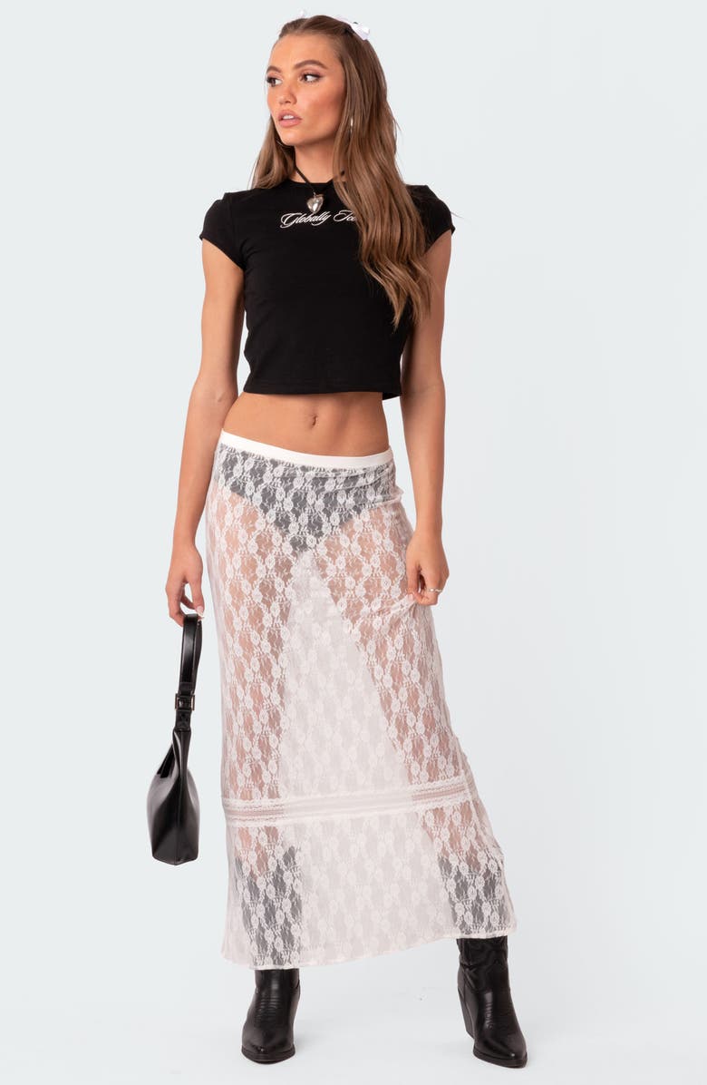 EDIKTED Sandra Sheer Lace Maxi Skirt, Alternate, color,