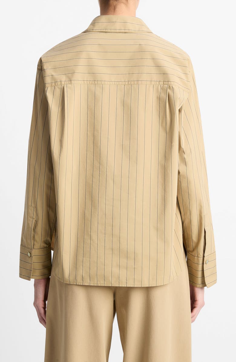 Vince Stripe Relaxed Cotton Popover Shirt, Alternate, color, Sand Sage