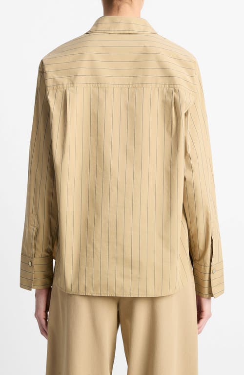 Vince Stripe Relaxed Cotton Popover Shirt In Neutral