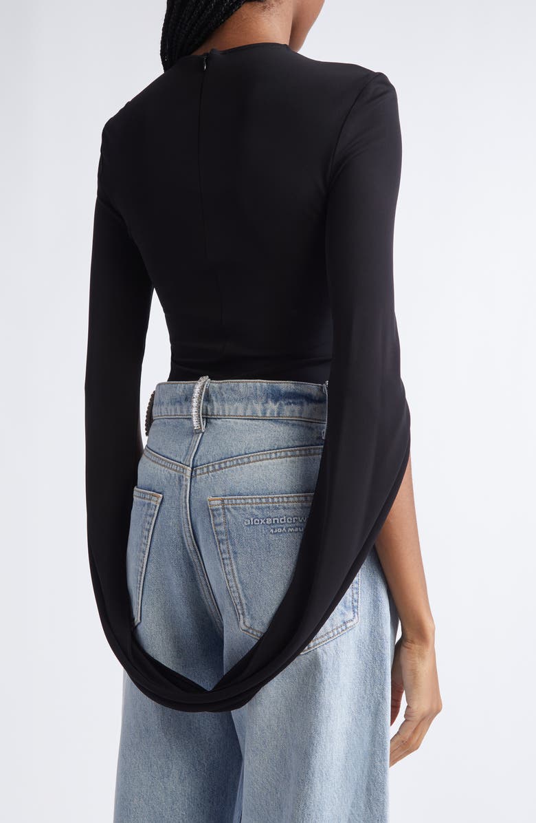 Alexander Wang Drape Sleeve Knit Top, Alternate, color, Black