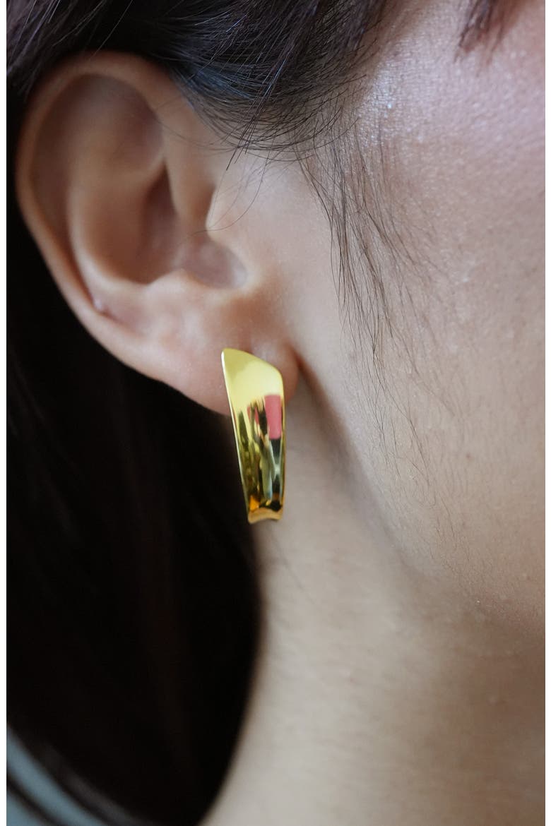 Abstract Hoop Earrings, Alternate, color, GOLD