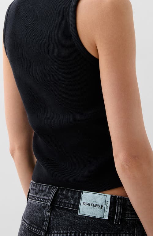 Scalpers Rib Gather Side Tee In Black