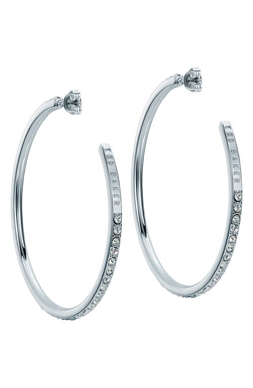 Ted Baker Claire Large Crystal Hoop Earrings In Metallic