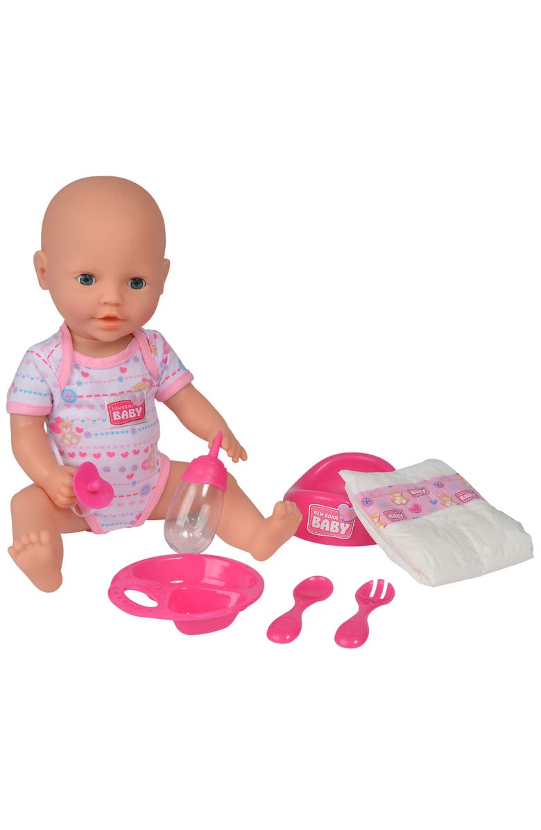Simba 15 Inch Drink & Wet Baby Doll Set with Accessories for Kids Ages 3+, Alternate, color, Multicolored