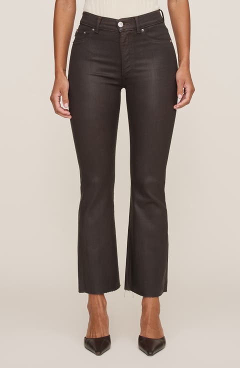 Bridget Instasculpt™ Coated High Waist Crop Bootcut Jeans (Chocolate Coated) (Petite)