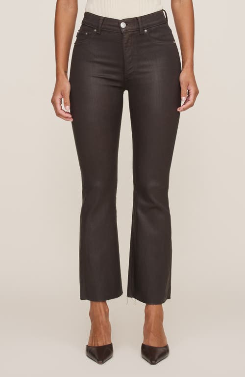 Dl1961 Bridget Boot High Rise Instasculpt Coated Jeans In Chocolate In Brown