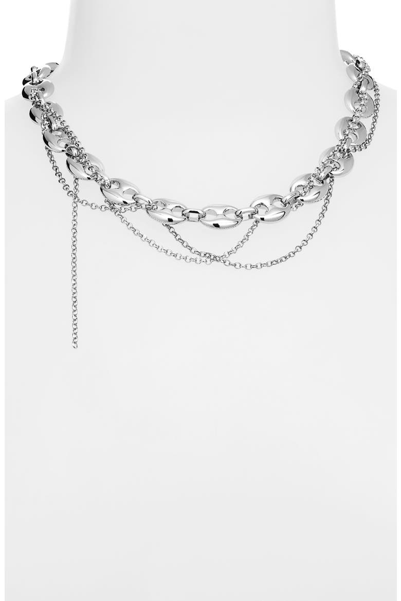 Rocio Mixed Chain Necklace, Main, color, PALLADIUM