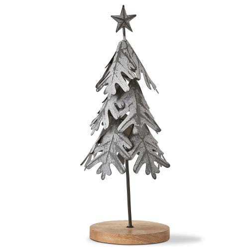 Tag Handcrafted Gray Iron Leaf Tree Decor Holiday Sculpture In Gray
