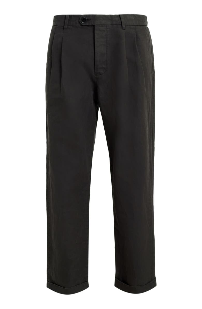 AllSaints Sainte Pleated Cotton & Linen Pants, Alternate, color, Licorice Black