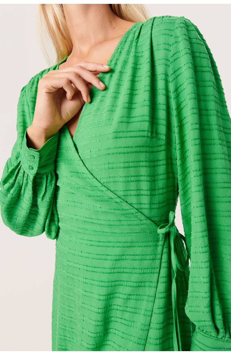 Soaked in Luxury Catina Long Sleeve V-Neck Wrap Dress, Alternate, color, Medium Green