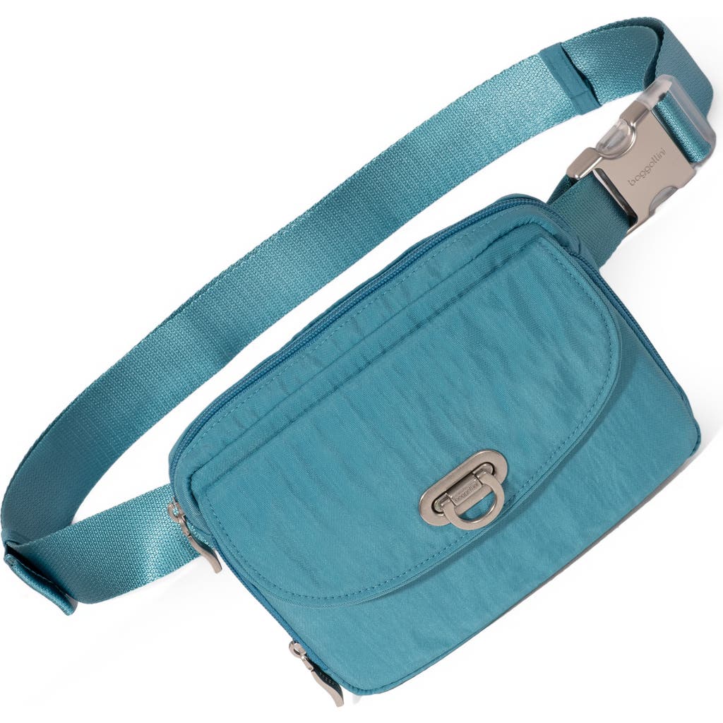 Baggallini Coastal Flip Lock Sling Bag In Seaside Blue
