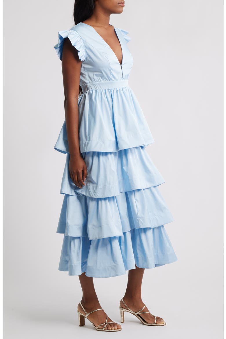 Feria Tiered Midi Dress, Alternate, color, BLUE