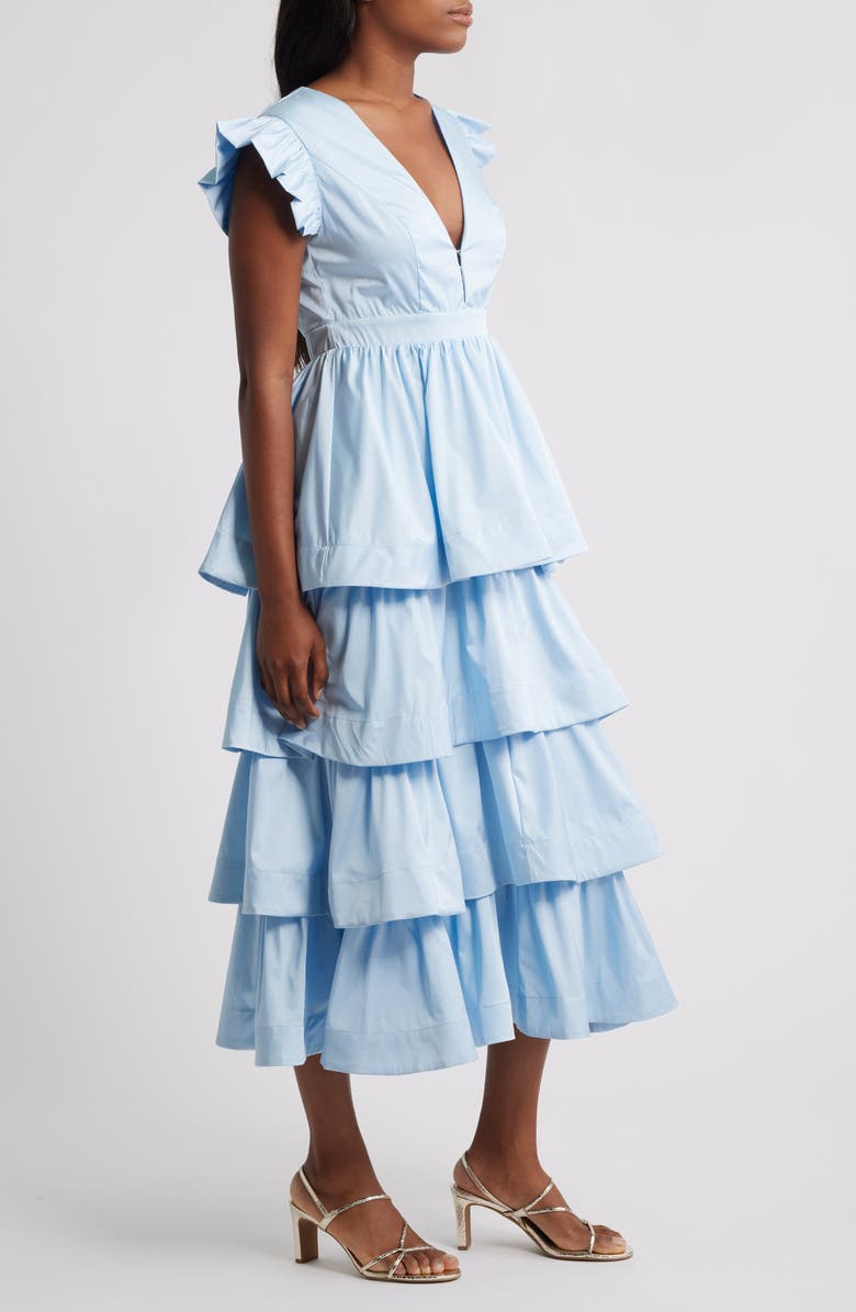 Sister Jane Feria Tiered Midi Dress, Alternate, color, Blue